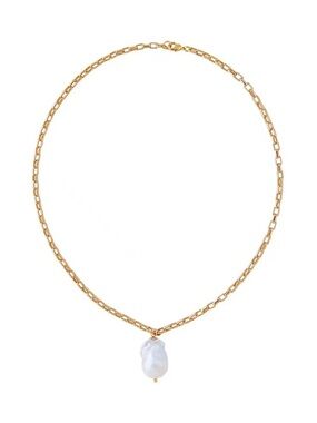 Gold Baroque Pearl Pendant Necklace